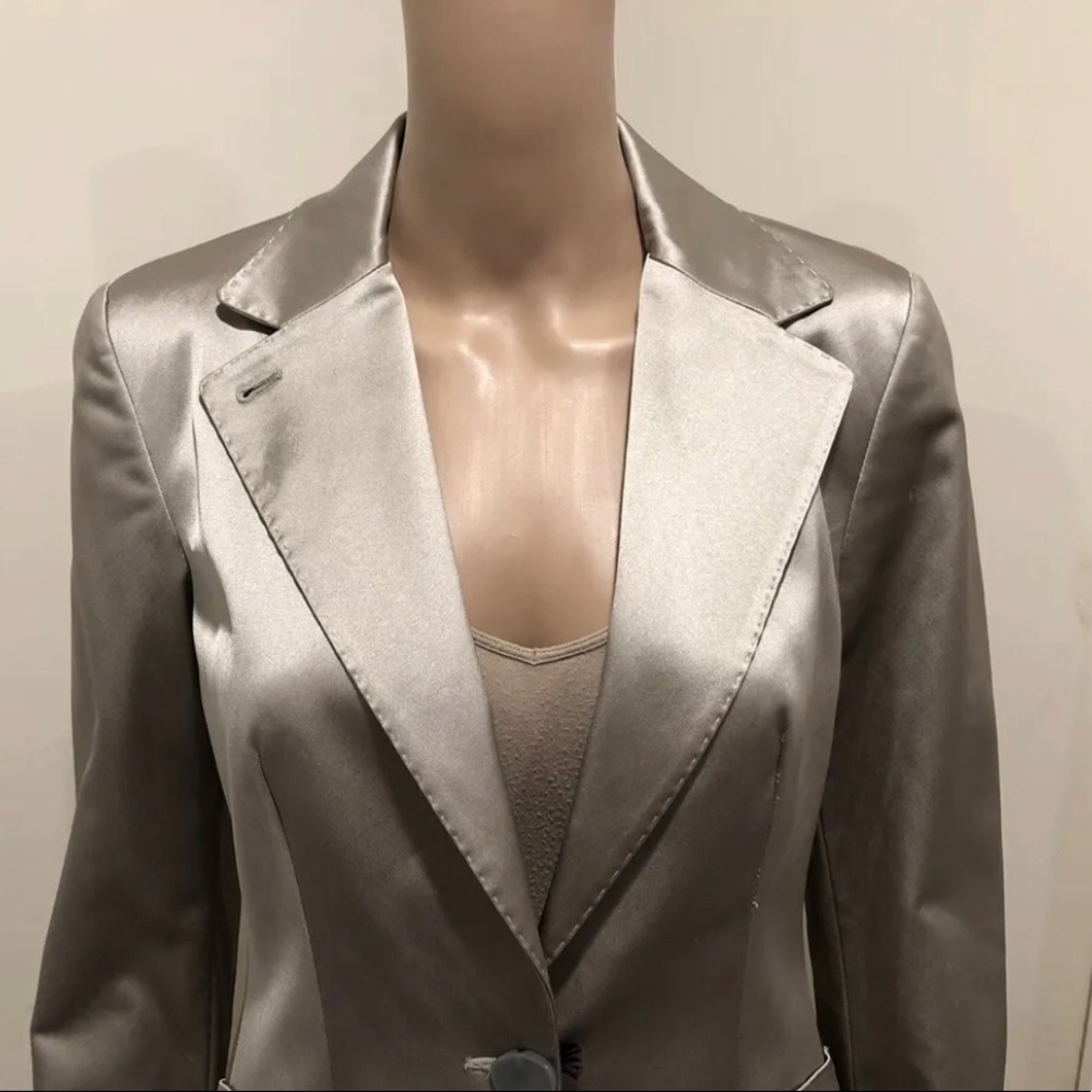 Piazza Sempione satin pewter blazer nwt Saks fifth Avenue $945.00